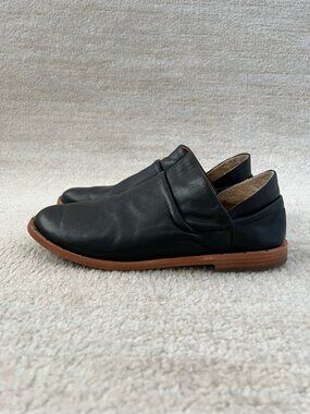 Beek Puffin Black Leather Slip On Booties Loafers Flats Boho Shoes 7.5